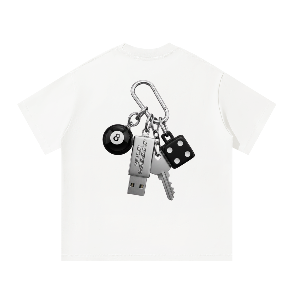 OFFTHEUNDERGROUND,DALLAS,TEXAS,ARTIST,MUSIC,EDM,PRODUCER,DJ,USB,8BALL,KEYCHAIN,CARABINER